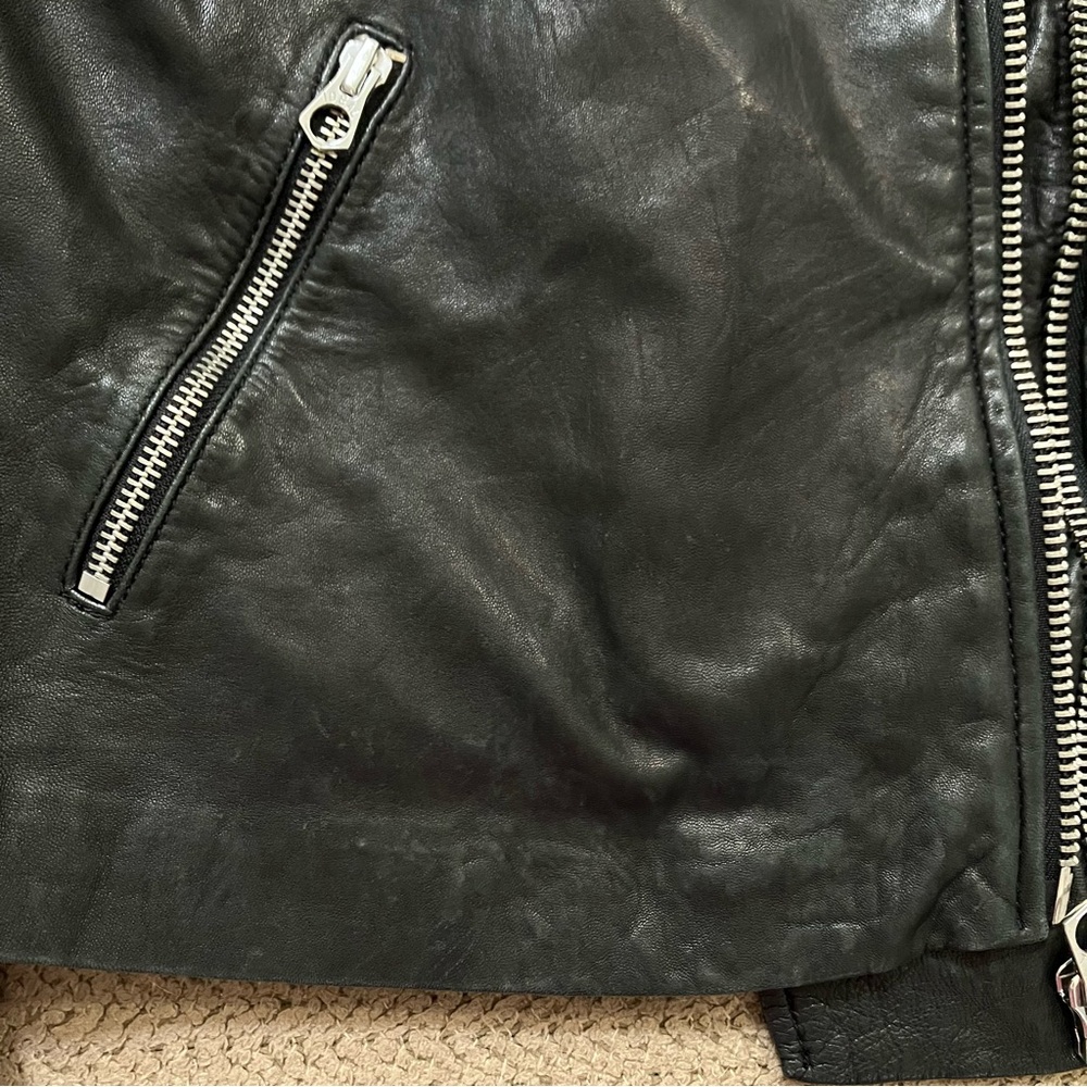 Madewell Washed Leather Motorcycle Jacket Black Moto Zippers size XS - Picture 14 of 15